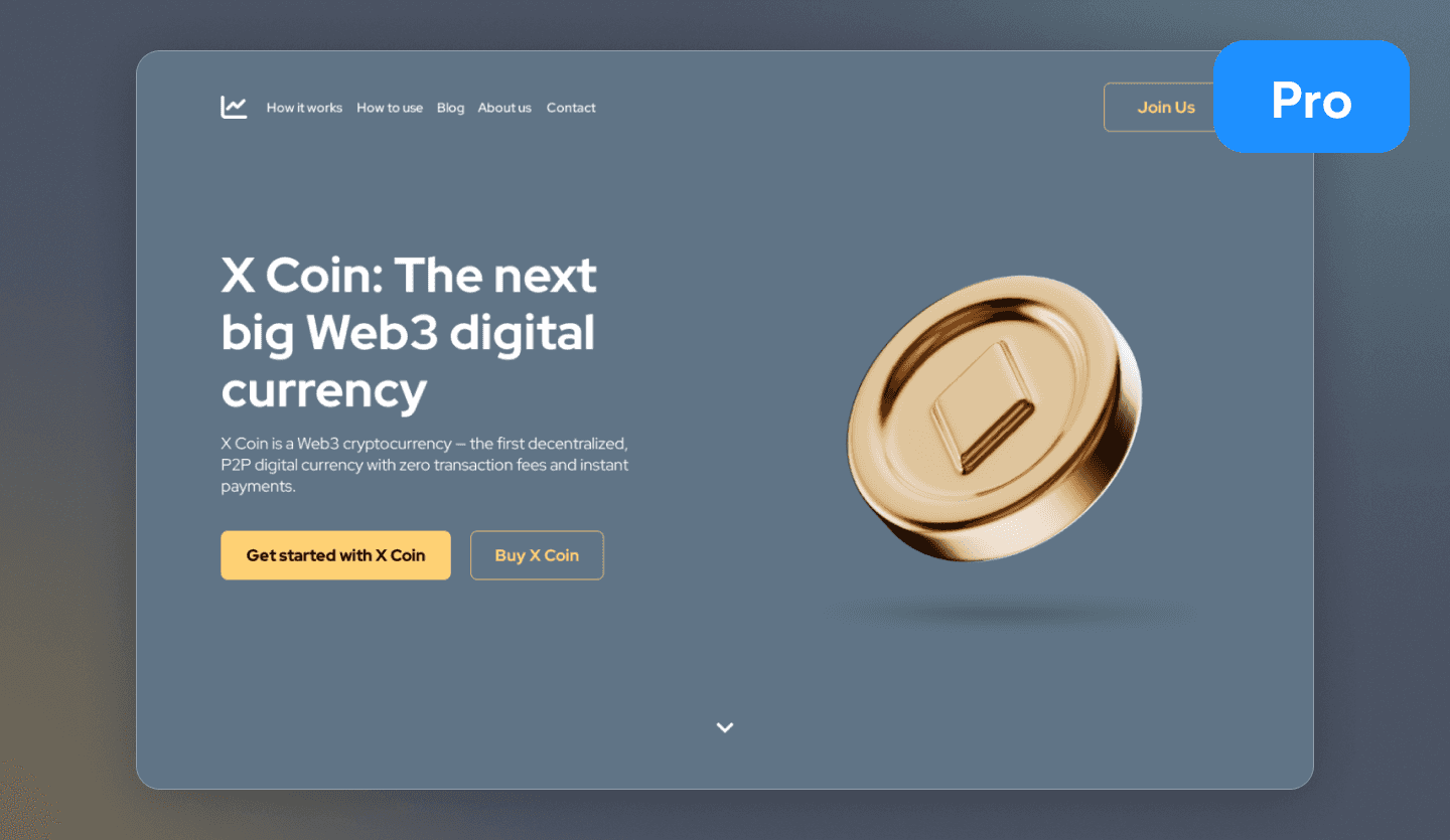 Screenshot of X Coin, a web3 crypto website: cover