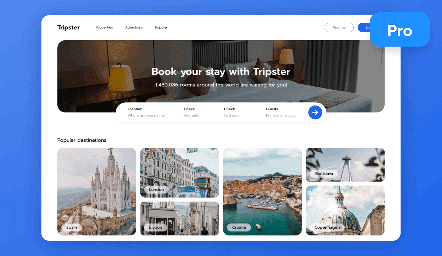 hotel booking web app design template cover